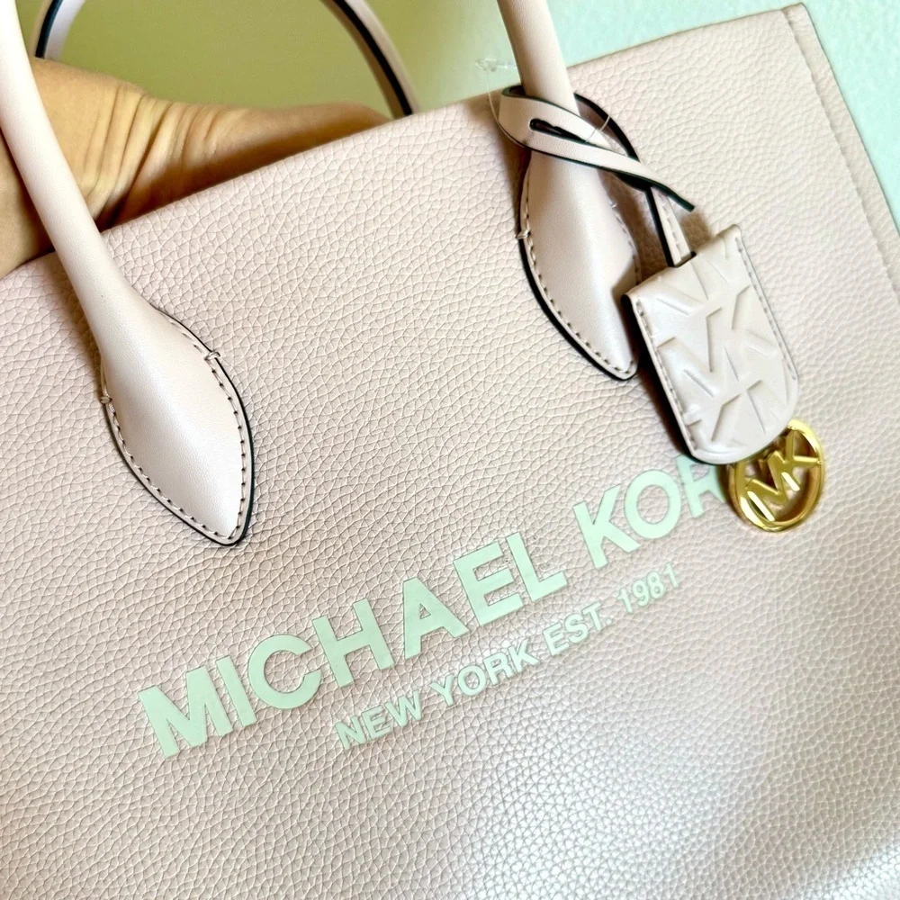 NWT! MICHAEL KORS MIRELLA MEDIUM TOTE LEATHER BAG PINK - Picture 15 of 15